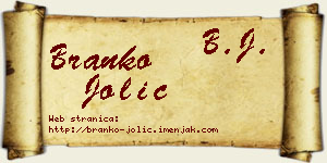 Branko Jolić vizit kartica
